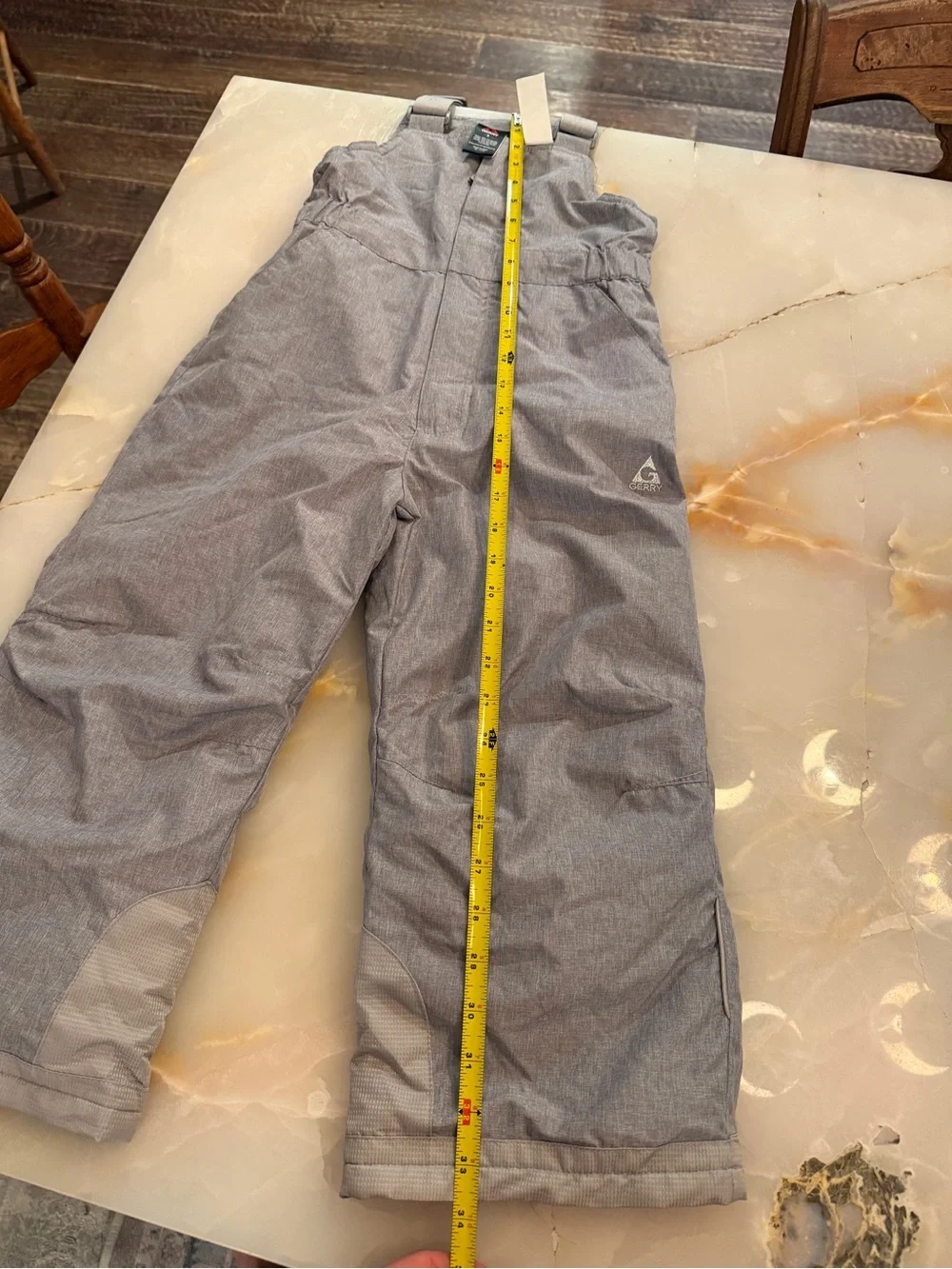 Kids Grey Insulated Snow Overalls with Adjustable Straps